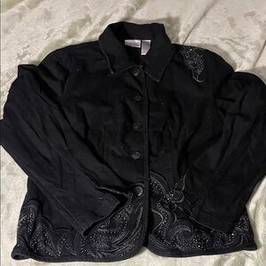 Chico’s Black embroidered design Denim jacket